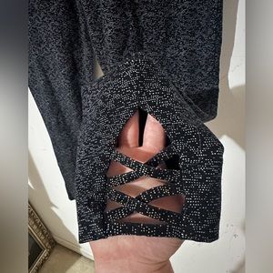 Women’s TRIBAL Leggings Black and White Dotted Pattern Criss Cross Ankle Design